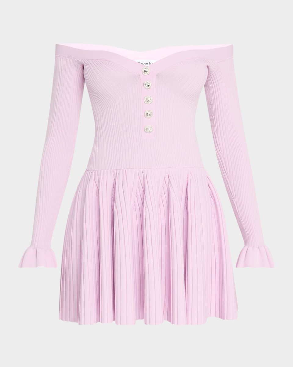 Off-Shoulder Ribbed Knit Mini Dress